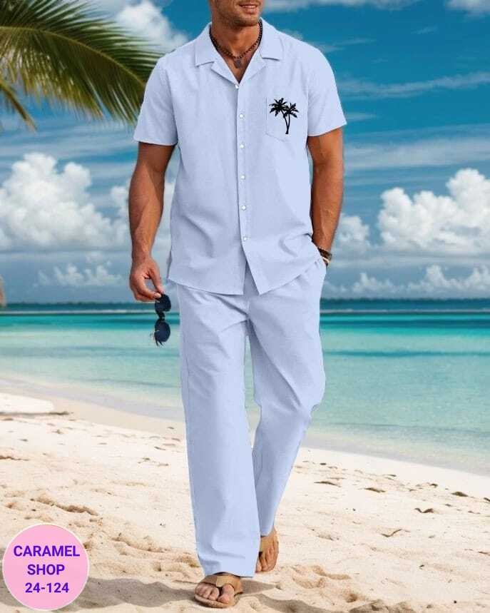 костюм летний мужской,костюм мужской,мужской костюм двойка,пляжная рубашка,костюм для мужчин