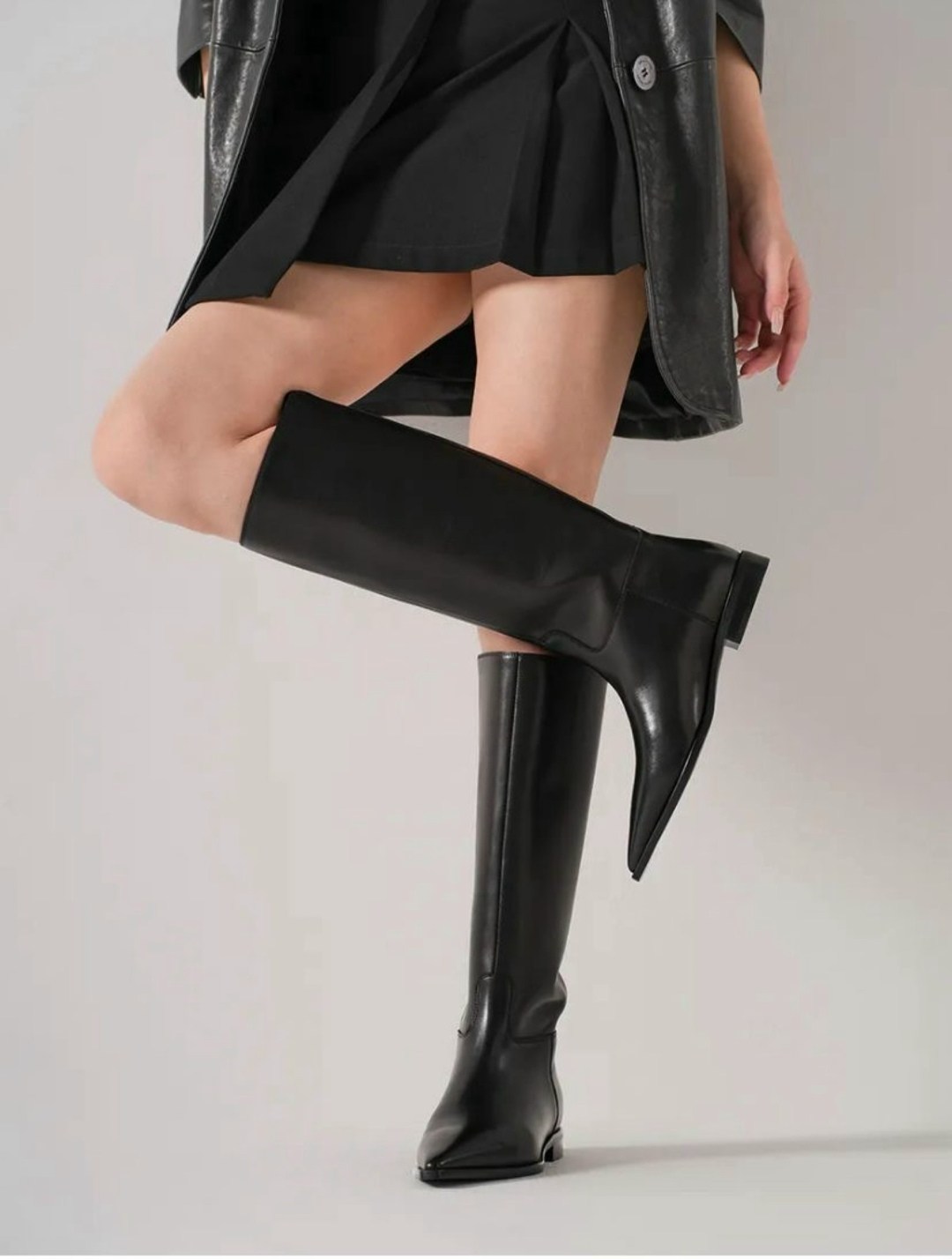 женские сапоги,женские сапоги до колена с острым носком из натуральной кожи,модные женские сапоги из кожи 2026,сапоги,