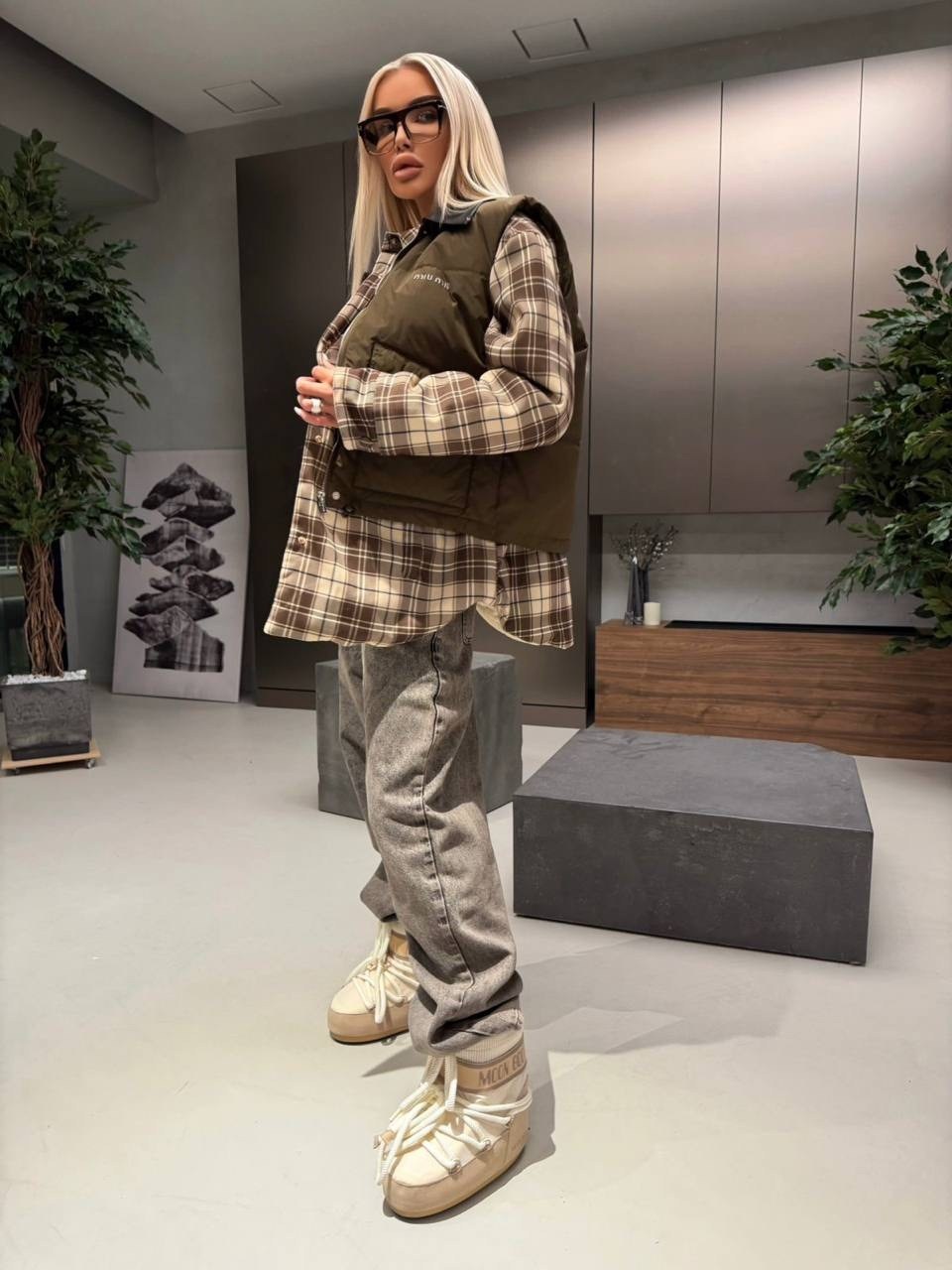 куртка в клетку женская,женская утеплённая куртка в клетку miu miu premium,куртка в клетку,модные образы