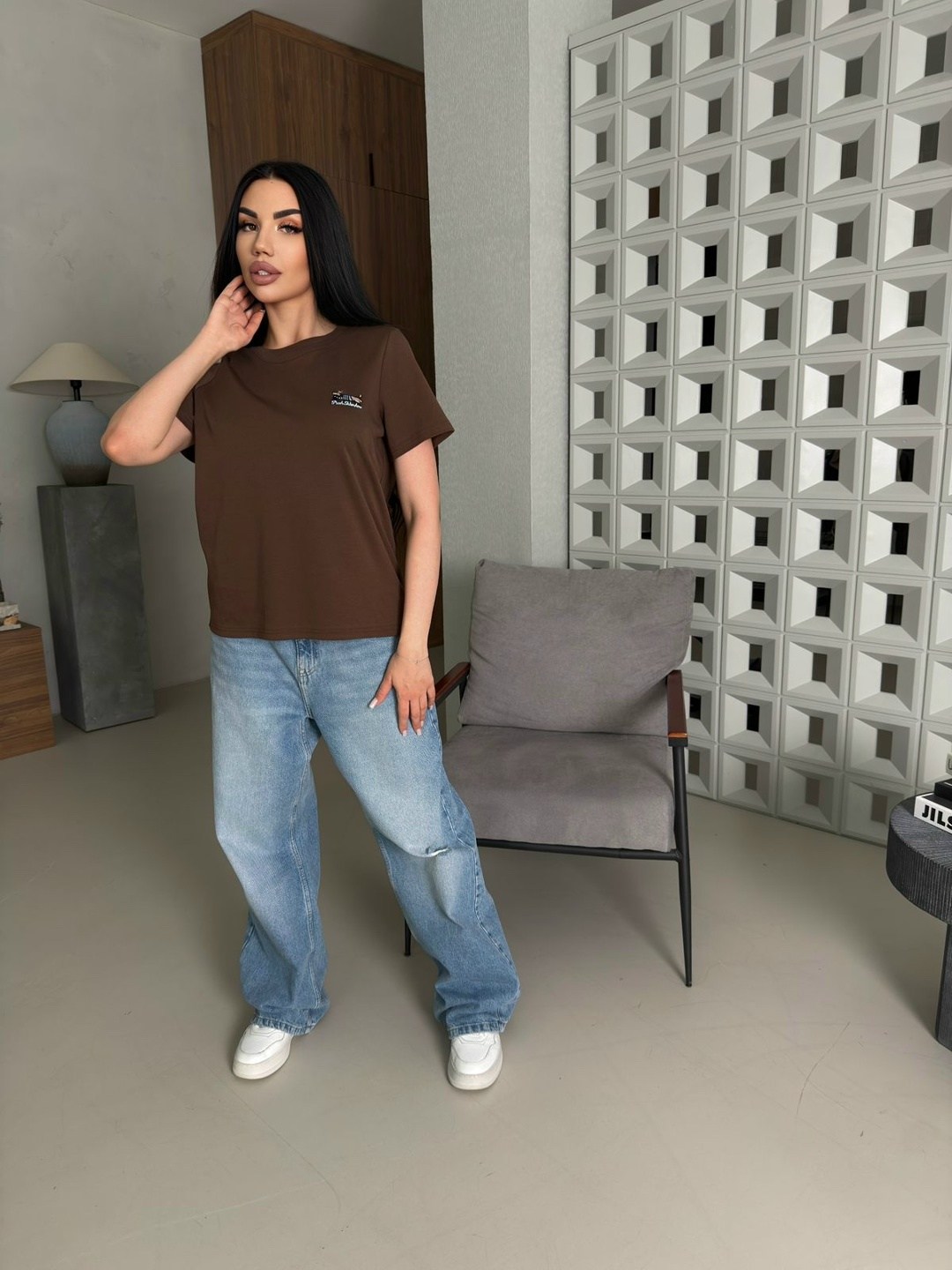 футболка y2k оверсайз zi-bella цвет шоколадный,женская футболка,футболки женская оверсайз,футболка y2k оверсайз zi-bella,футболка женская базовая