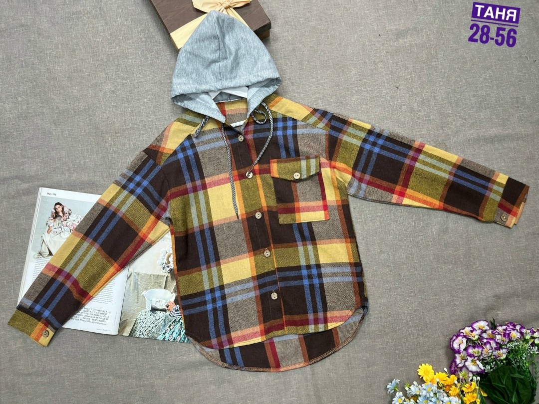 рубашка в клетку с капюшоном для девочек,рубашка в клетку с капюшоном,детская рубашка в клетку,рубашка теплая,рубашка с капюшоном