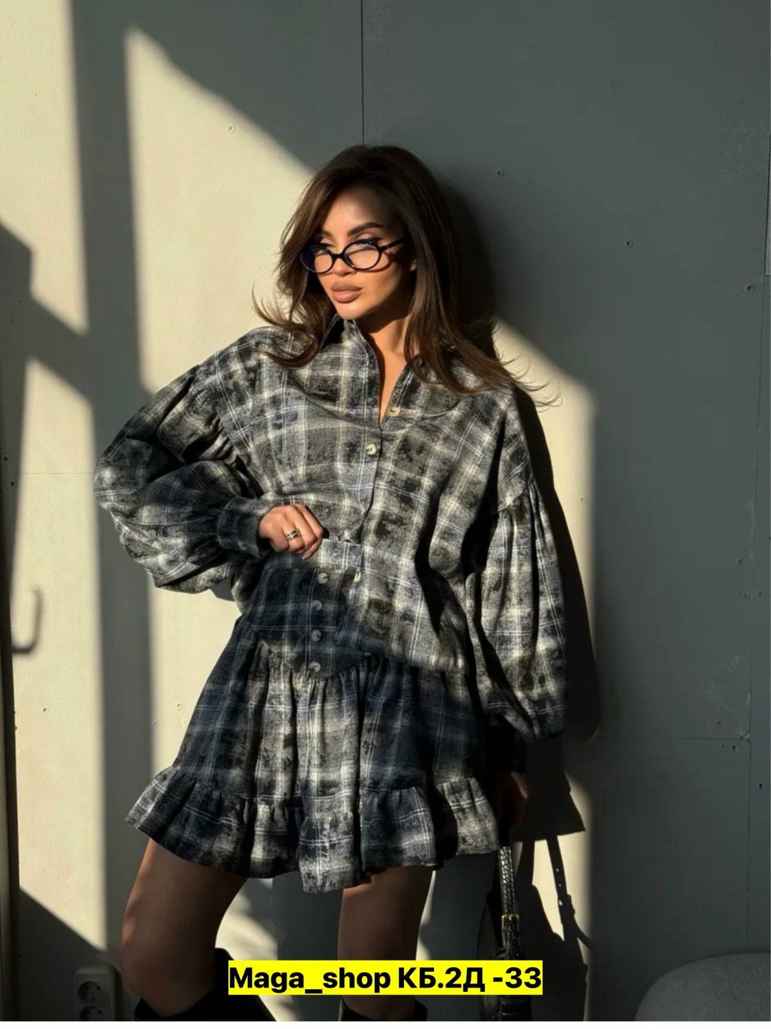 костюм юбка с рубашкой в клетку baki clo 252953107,костюм с юбкой и рубашкой,костюм рубашка с юбкой в клетку,костюм юбка с рубашкой в клетку baki clo,женский костюм