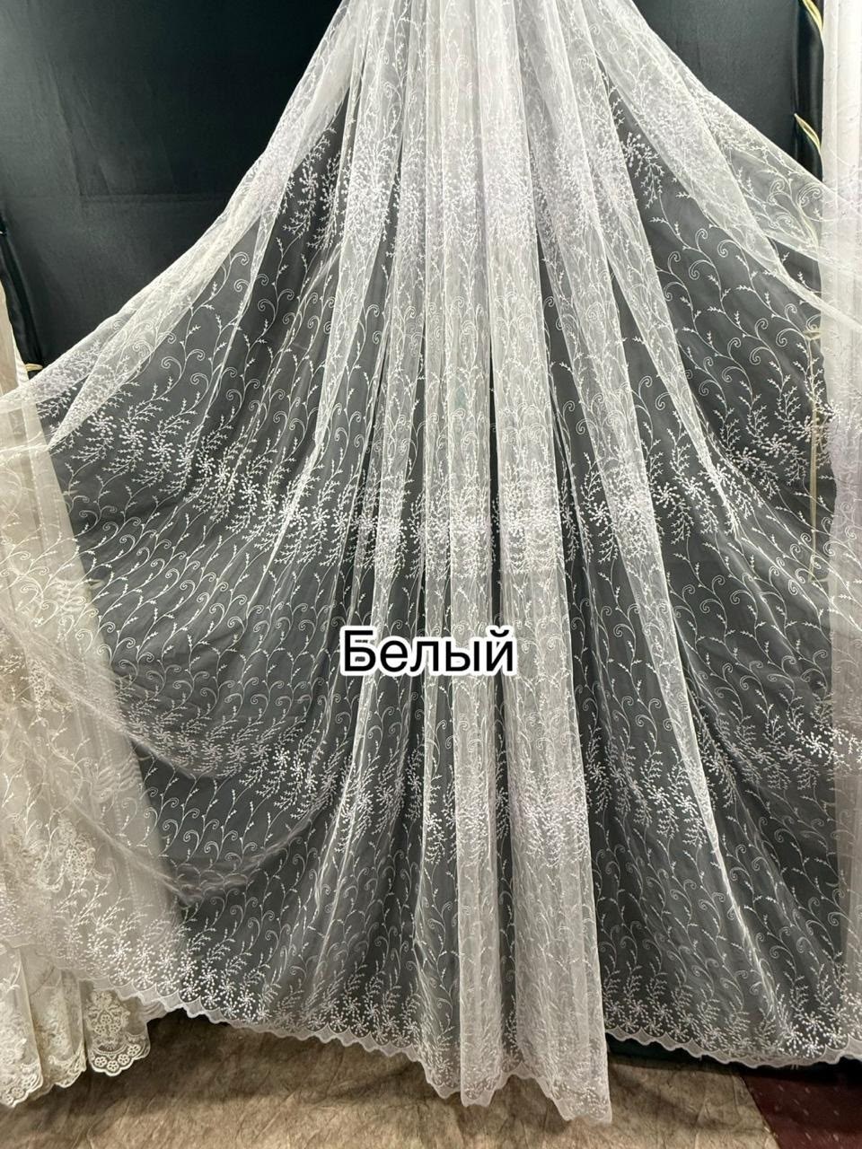 тюль сетка,тюль сетка с вышивкой,тюль сетка белая с вышивкой "путь",тюль вышивка,тюль