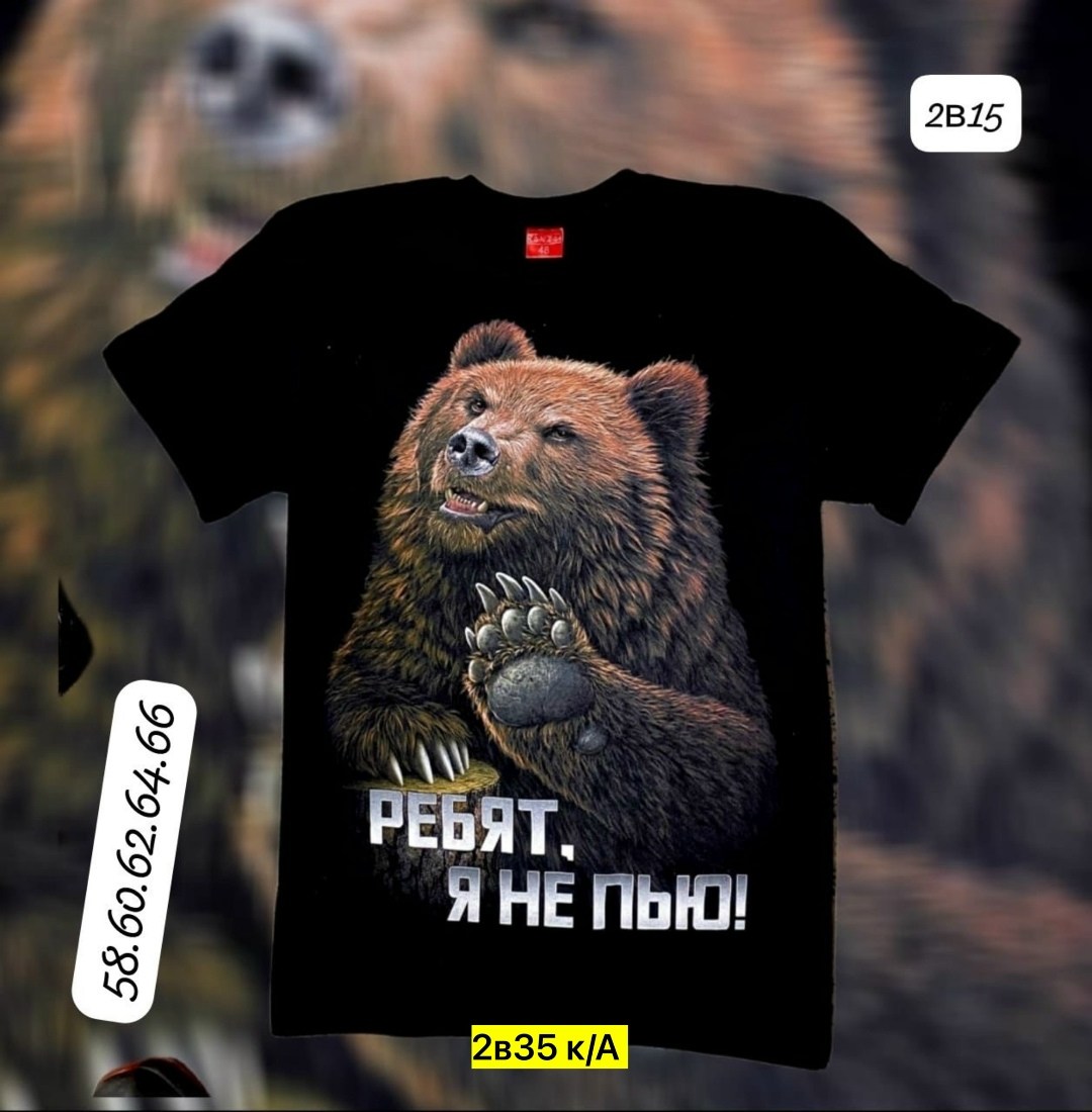 футболка ребят я не пью с медведем,трезв футболка,футболка медведь,футболки мужские,не буди русского медведя
