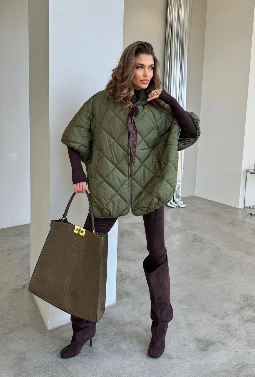 пуховик куртка пончо fly italy,oversize,куртка пончо,стеганый пуховик,стеганая куртка,куртка оверсайз