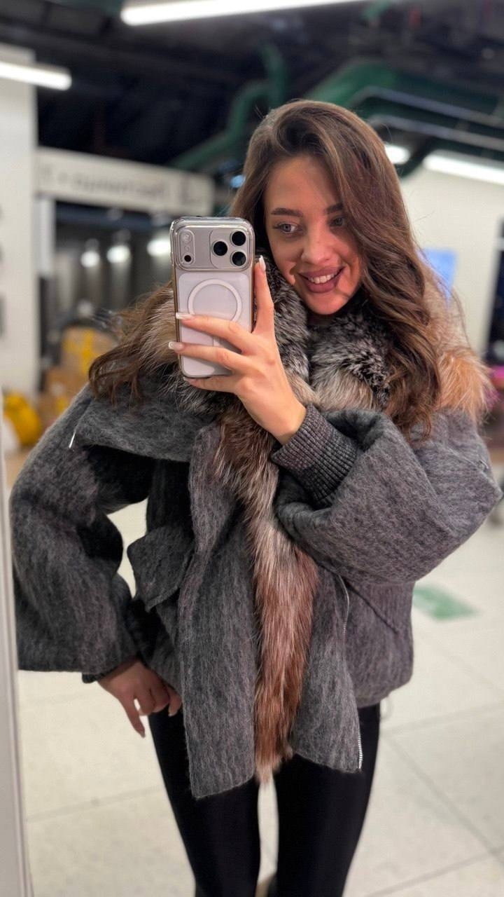 шуба натуральная,шубка из меха европейской норки с капюшоном из меха песца,куртка меховая,женское двухстороннее пальто с мехом лисы,шуба женская