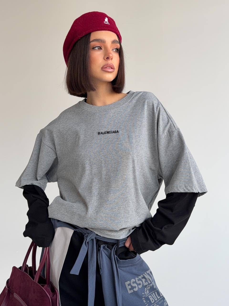 лонгслив оверсайз с двойным рукавом,лонгслив женский серый,лонгслив оверсайз серый,лонгслив свободного кроя,лонгслив оверсайз