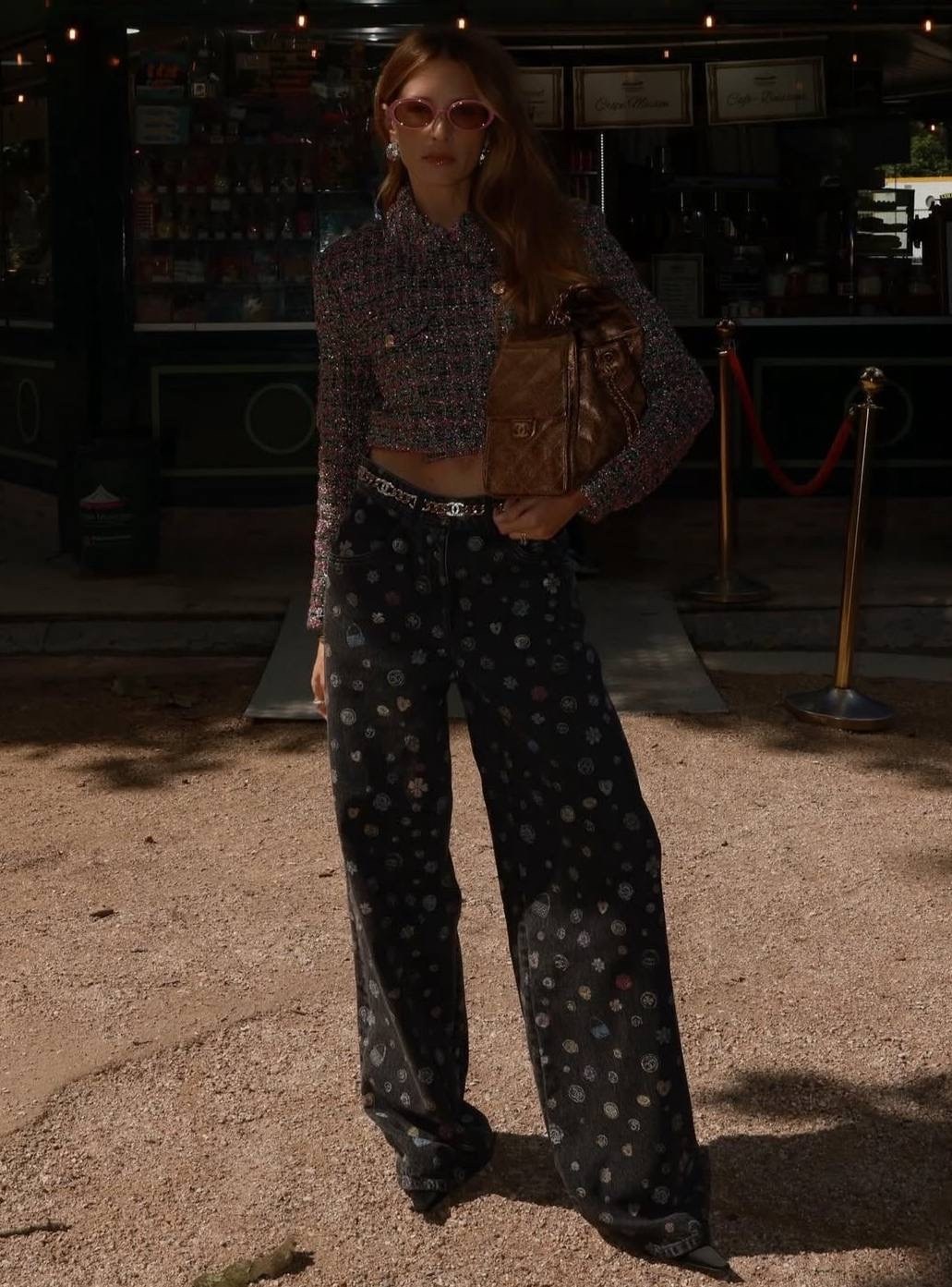 брюки палаццо изумрудные,шанель мода,твидовые костюмы,уличный стиль,мода стиль