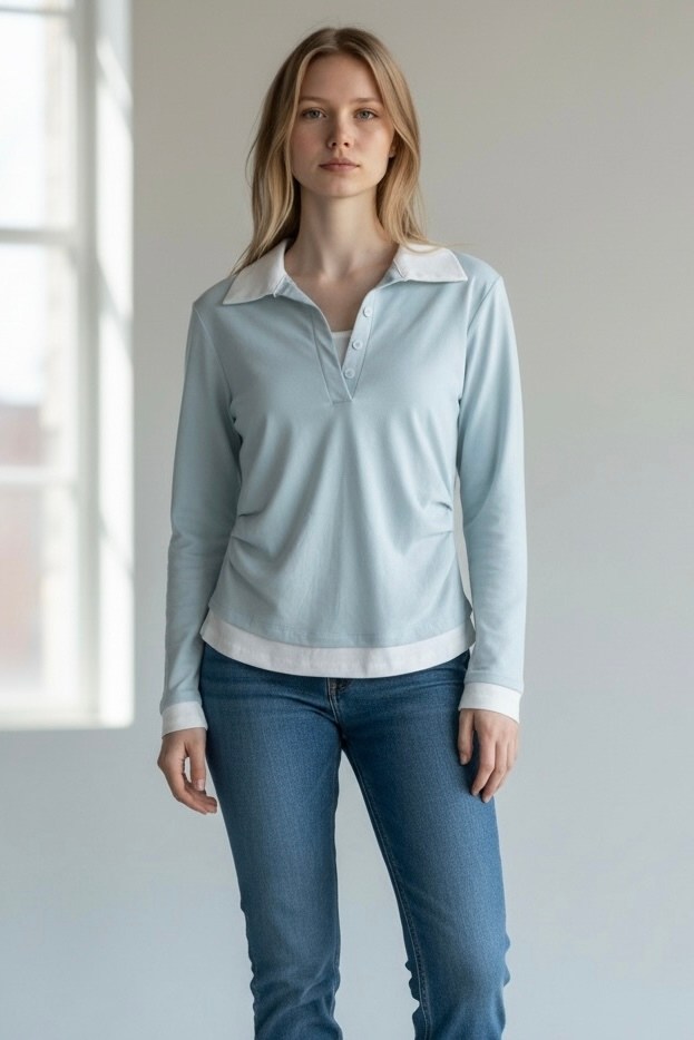 кофта женская,поло с длинными рукавами,поло женская,long sleeve shirt,одежда женская