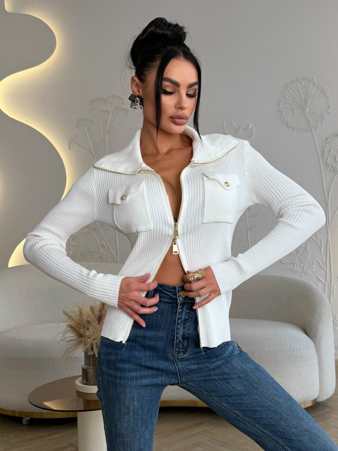 трикотажный кардиган на молнии,кардиган на молнии,женская кофта,кофта на замке,женский трикотажный кардиган с