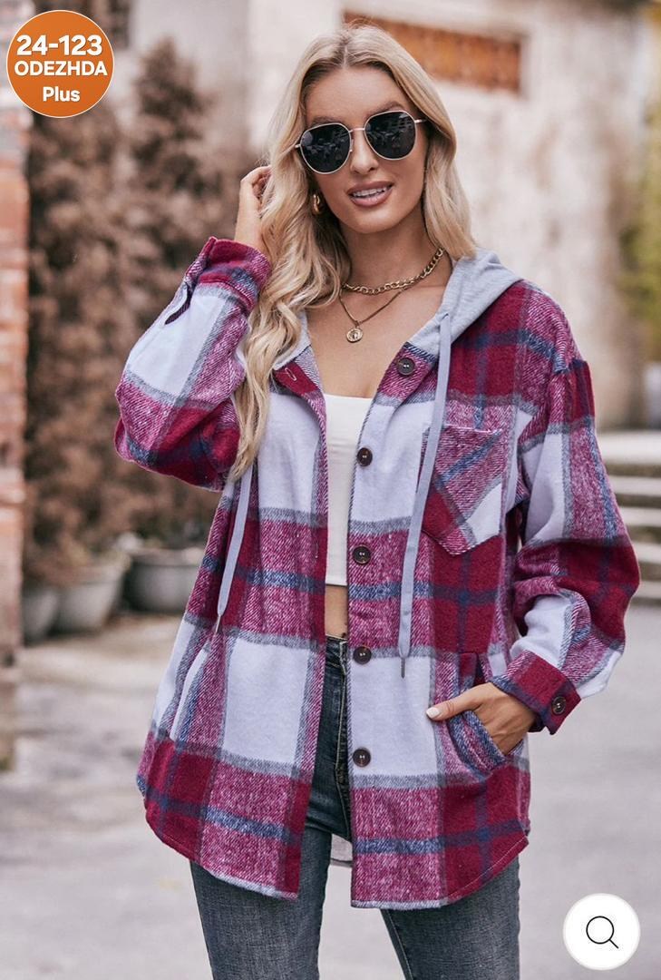 рубашка теплая в клетку с капюшоном,клетчатая рубашка,женская рубашка в клетку,теплая кашемировая рубашка в клетку,модная клетчатая рубашка