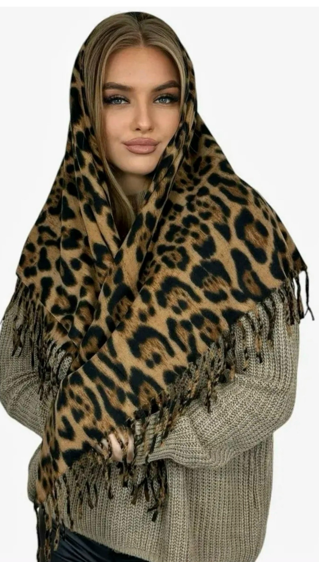 платок леопардовый,шарф леопардовый,теплый кашемировый палантин,шарф женские,шарф шарфы