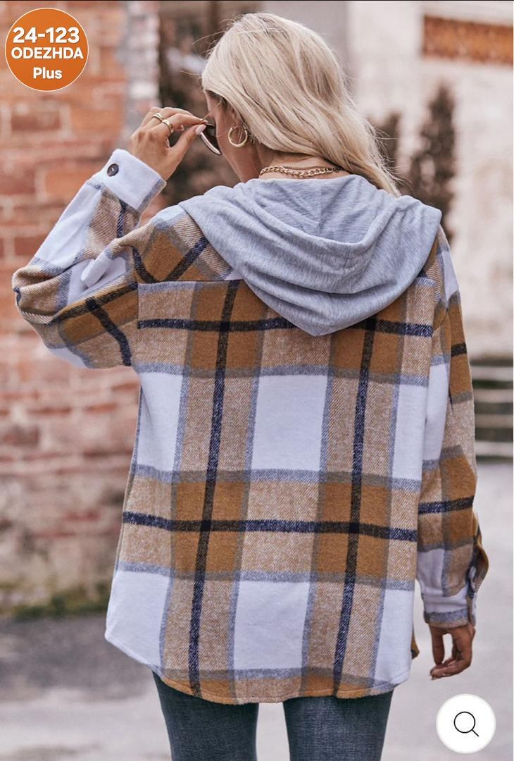 рубашка теплая в клетку с капюшоном,клетчатая рубашка,женская рубашка в клетку,теплая кашемировая рубашка в клетку,модная клетчатая рубашка