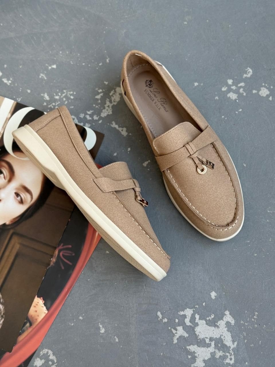 лоферы loro piana женские,,лоферы loro piana,бежевые лоферы,женские лоферы