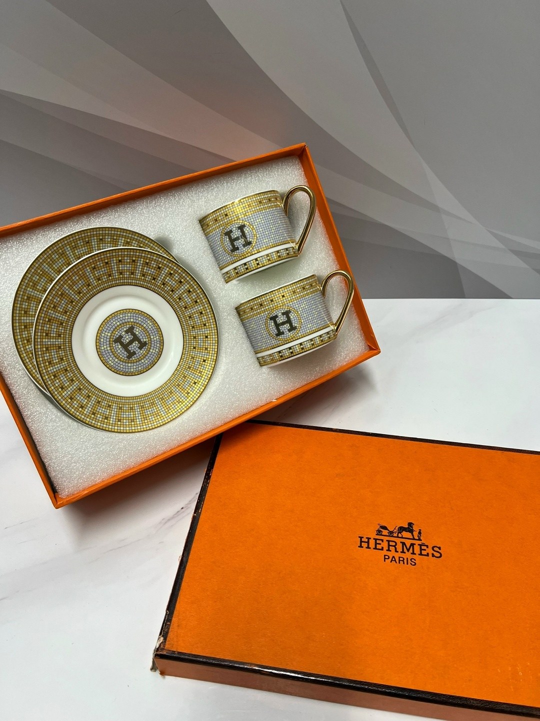 чайный набор hermes,посуда hermes,подарочный чайный набор hermes,кофейная чашка hermes,сервиз чайный кофейный набор hermes на 2 персоны фарфор