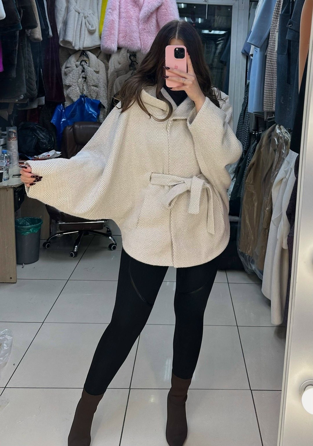 пончо,пончо женское,стильное пальто,пончо с капюшоном,пончо с рукавами