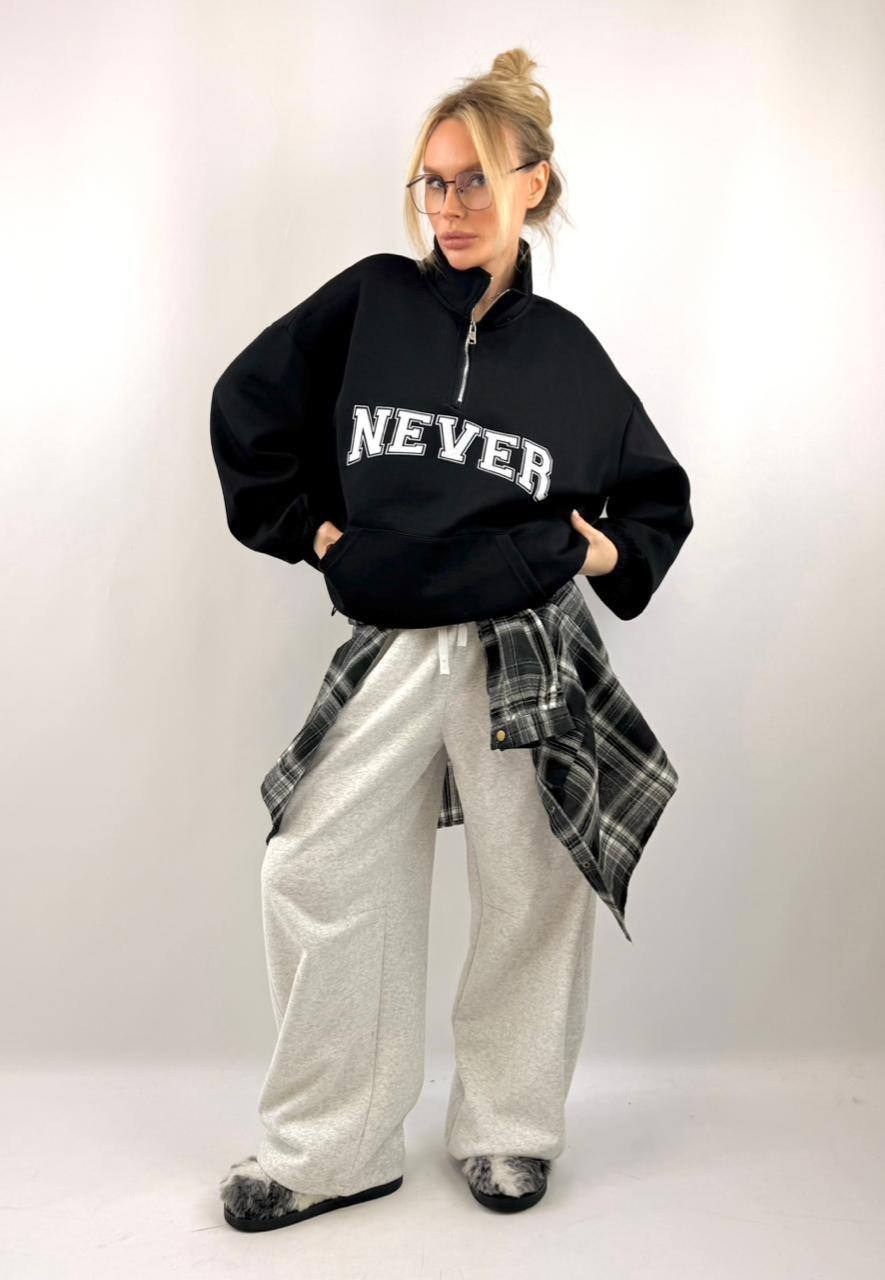 свитшот оверсайз с начесом и молнией воротником надписью y2k,свитшот и толстовка,свитшот женская,женская кофта,толстовка