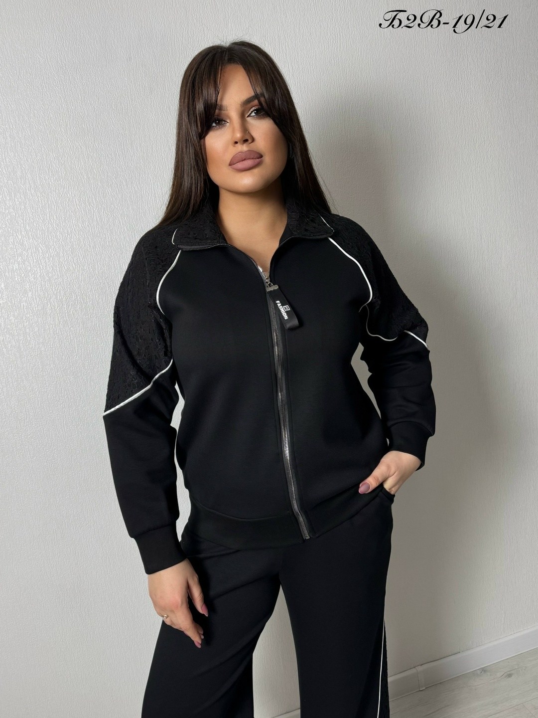 костюм женский,спортивный костюм,трикотажные костюмы,спортивный костюм больших размеров спорт шик lecalolady цвет черный,костюм спорт шик