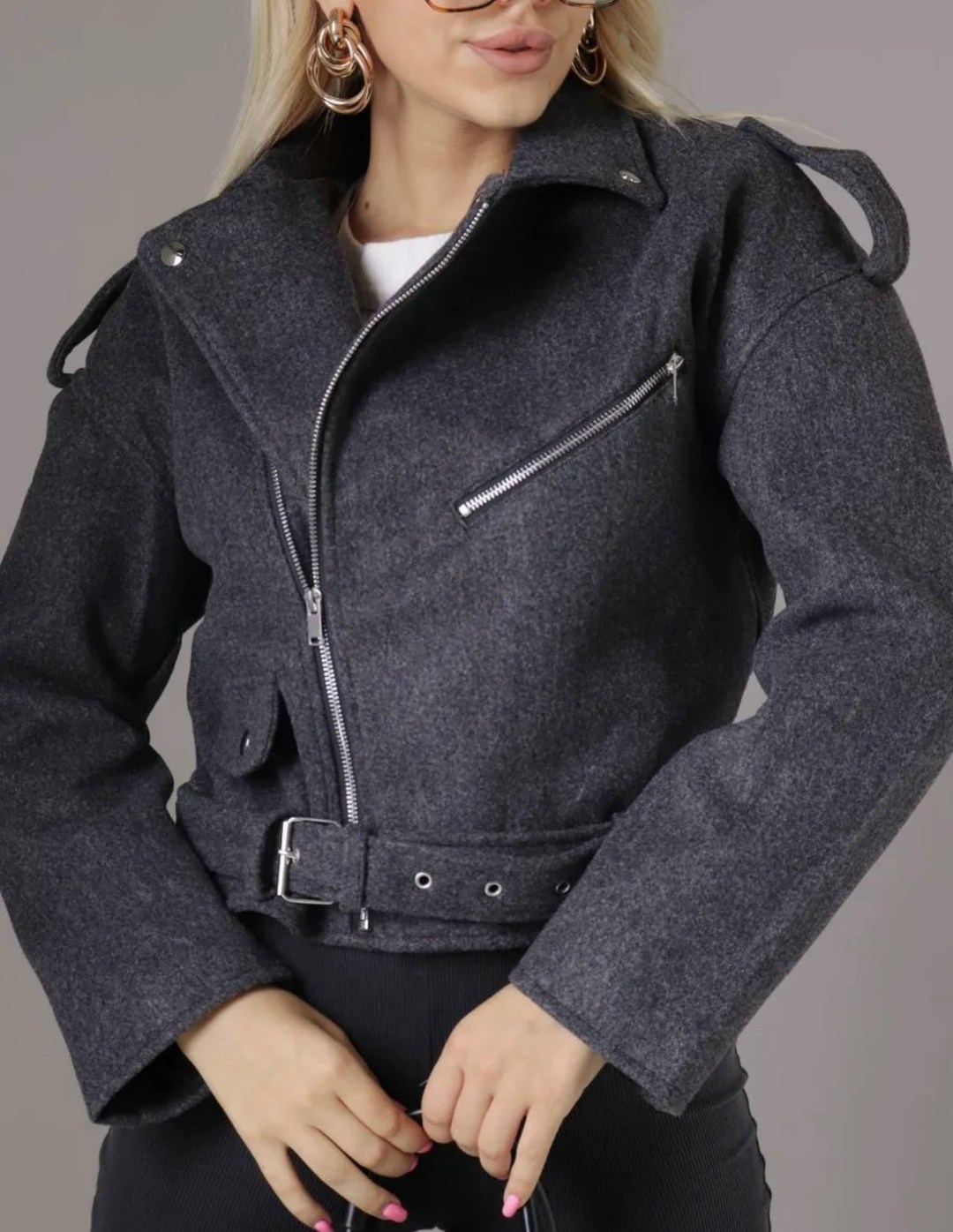 полупальто куртка,стильная куртка,куртка косуха из пальтового материала,куртка косуха из драпа пальтового материала yanalis 217682790,куртка косуха удлиненный драповый