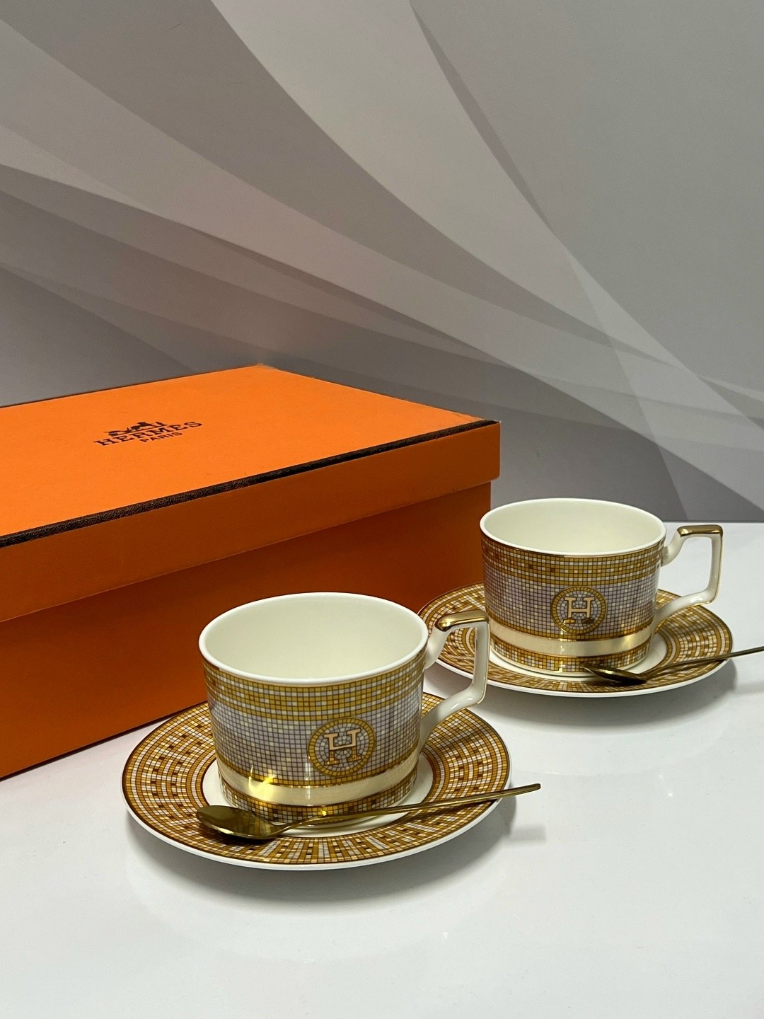 сервиз чайный hermes,набор кофейные,чайные наборы,сервиз чайный кофейный набор hermes на 2 персоны фарфор,hermes набор чайный