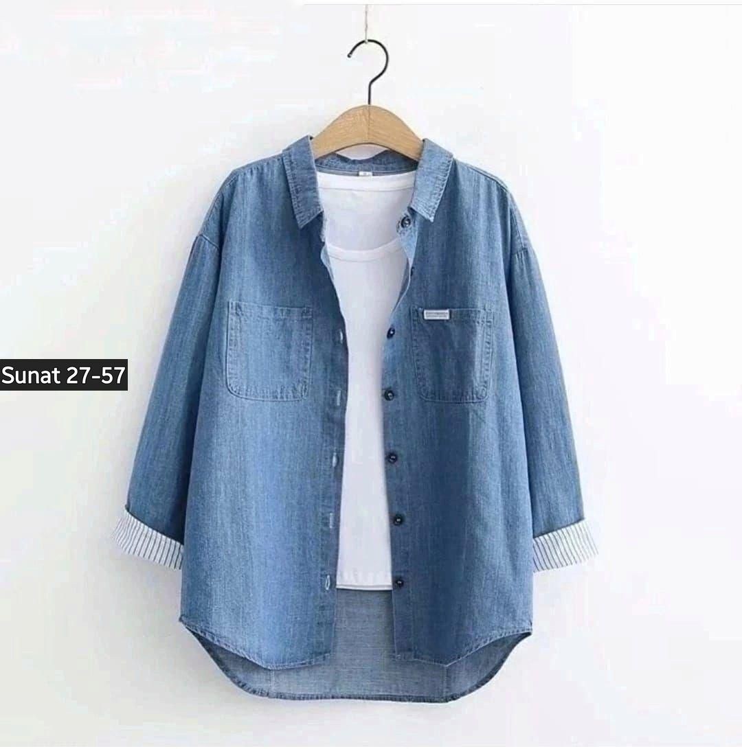 рубашка джинсовая женская,рубашка женская,джинсовая рубашка свободная,рубашка повседневная,рубашка свободного кроя