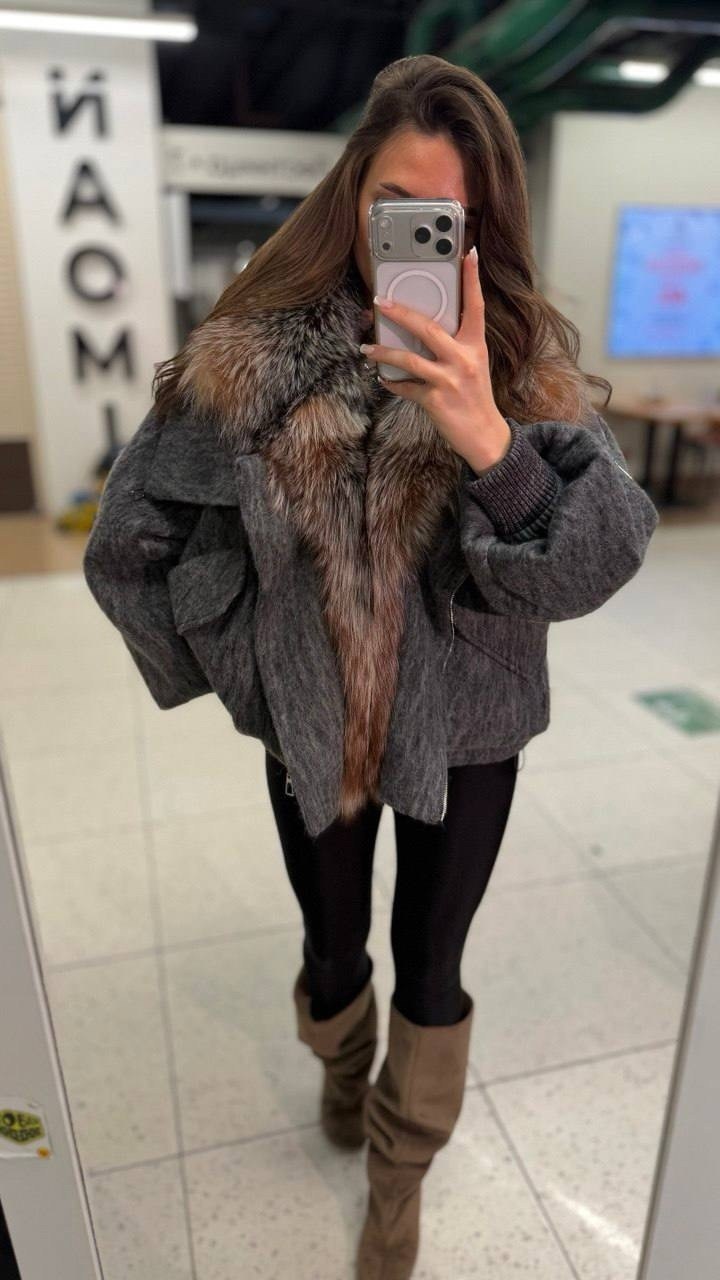 шуба натуральная,шубка из меха европейской норки с капюшоном из меха песца,куртка меховая,женское двухстороннее пальто с мехом лисы,шуба женская