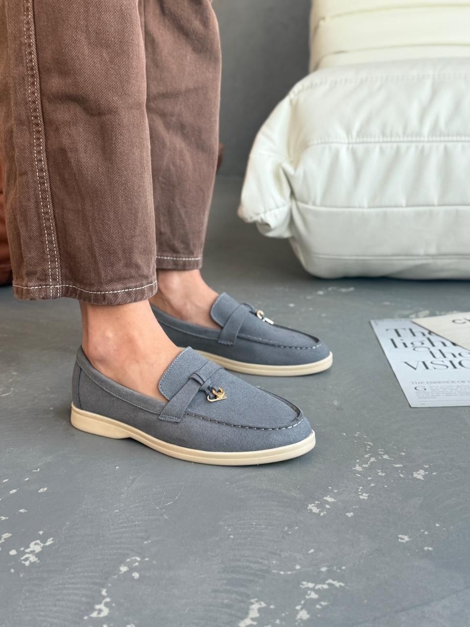 лоферы loro piana,женские мокасины,лоферы замшевые,,серые замшевые лоферы