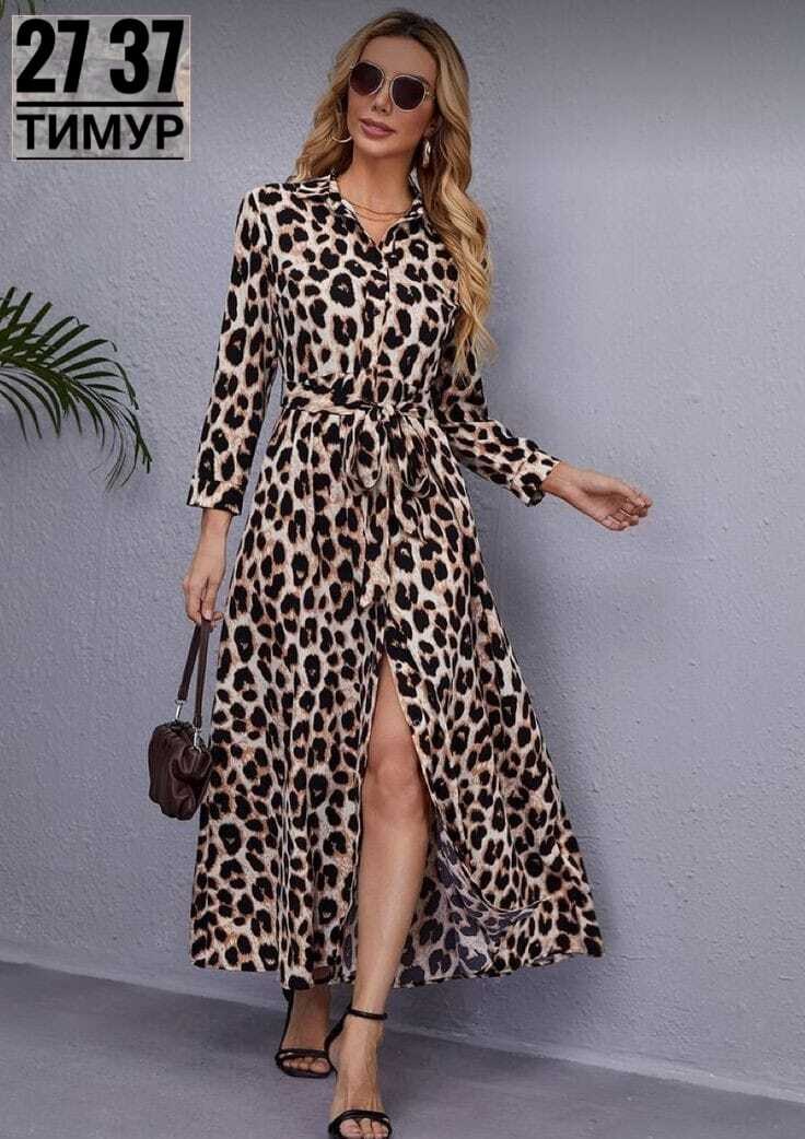 платье рубашка летнее,shein clasi платье-рубашка с леопардовым принтом с разрезом поясом,платье женская,платье с леопардовым принтом,модное платье