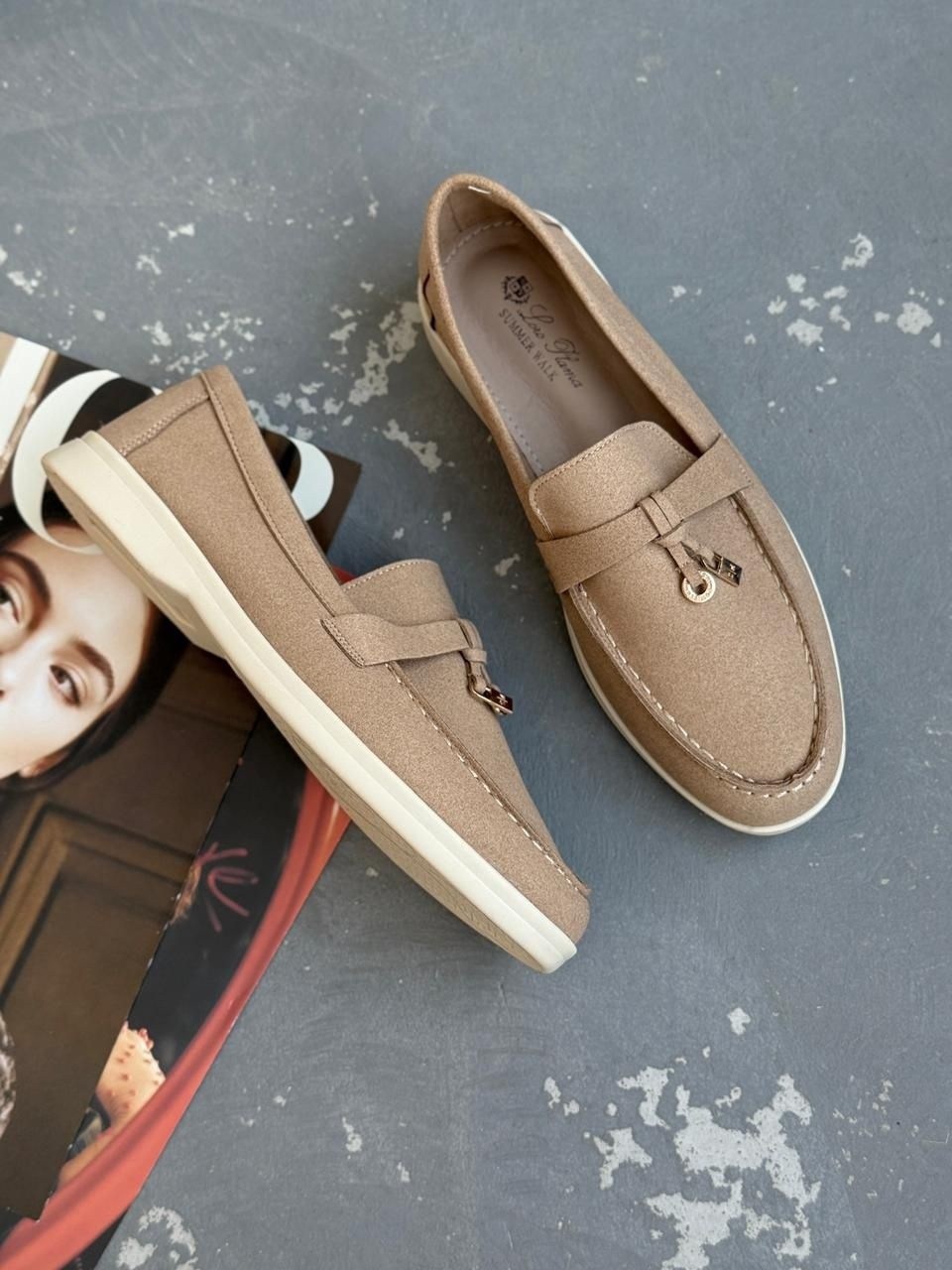 лоферы loro piana женские,,лоферы loro piana,бежевые лоферы,женские лоферы