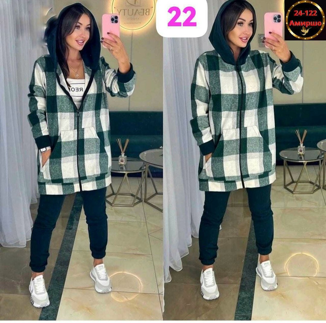 оверсайз рубашка в клетку с капюшоном,женский костюм на флисе,костюм женский теплый,женский костюм двойка,теплый костюм