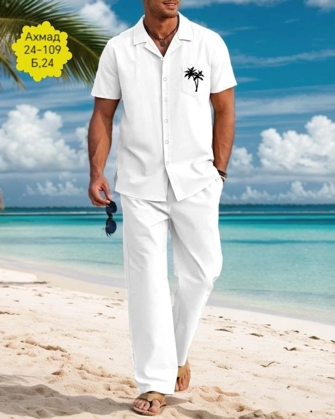 костюм летний мужской,костюм мужской,мужской костюм двойка,,костюм с пальмами мужской