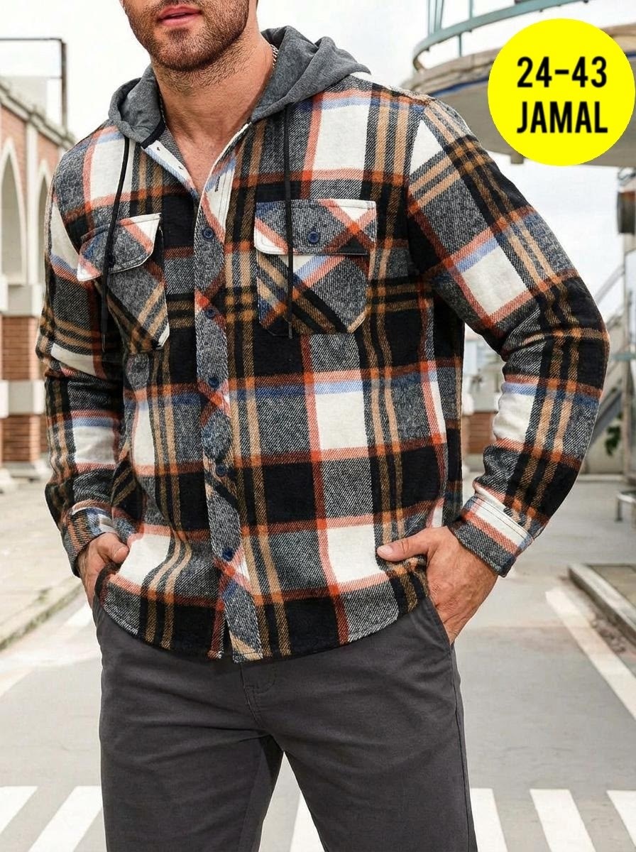 рубашка с капюшоном,рубашка мужская с капюшоном,повседневная куртка,рубашка мужская,рубашка в клетку теплая с капюшоном
