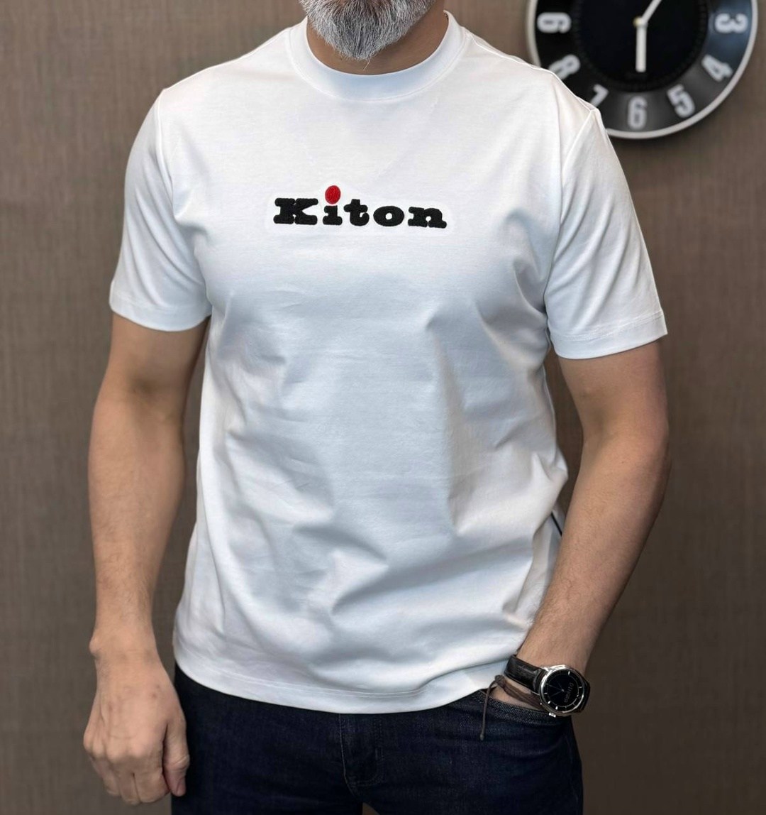 хлопковая футболка kiton,футболка kiton,kiton футболка kiton,футболки с лого,мужская футболка
