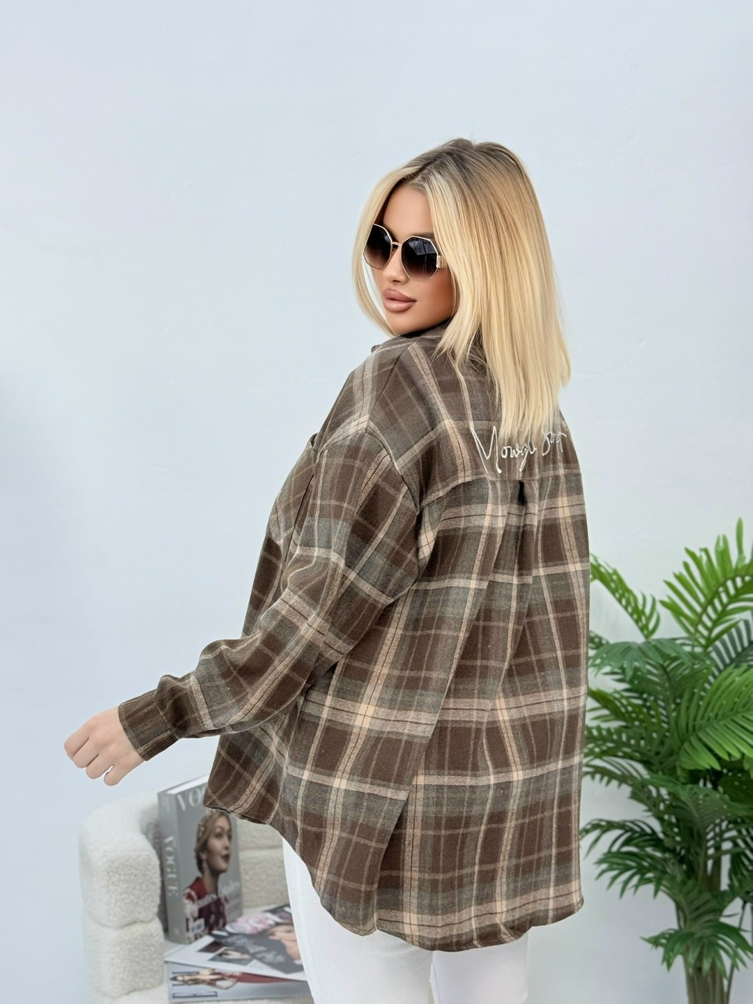 женская рубашка в клетку,рубашка женская оверсайз в клетку,рубашка в клетку оверсайз удлиненная mezzazappa,рубашка клетка,рубашка женская