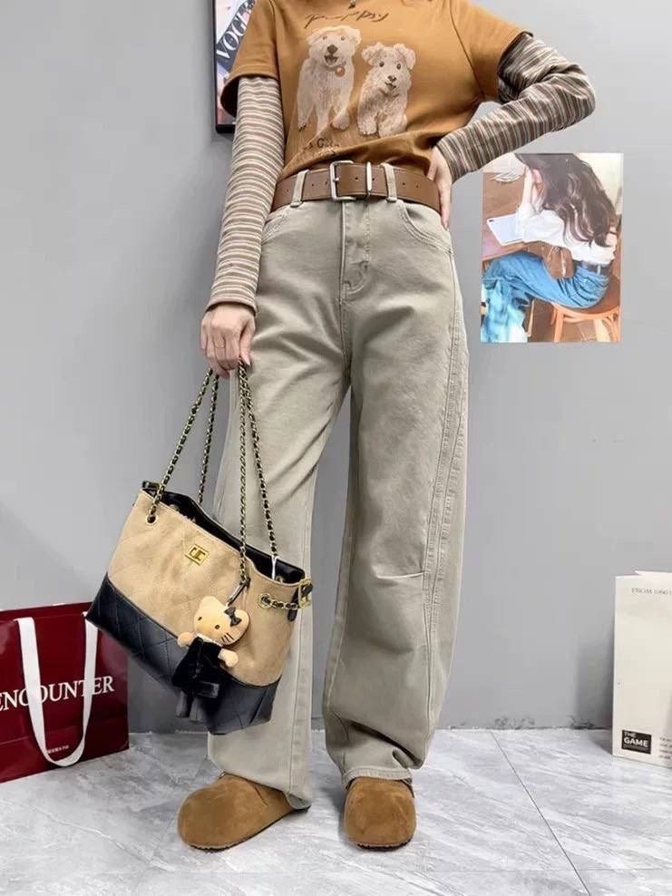 джинсы женские с широкими штанинами,женские джинсы с прямыми штанинами zoenova,брюки широкие,винтажные мешковатые джинсы qweek y2k цвета хаки,широкие джинсы