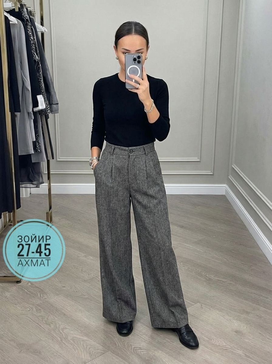 брюки палаццо,брюки палаццо светло-серые,брюки теплые классические прямые палаццо,брюки палаццо kiazo размер 42 серый,брюки женские палаццо