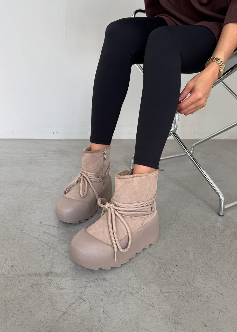 ,замшевые ботинки inuikii серый, женская,зимняя ,угги зимние