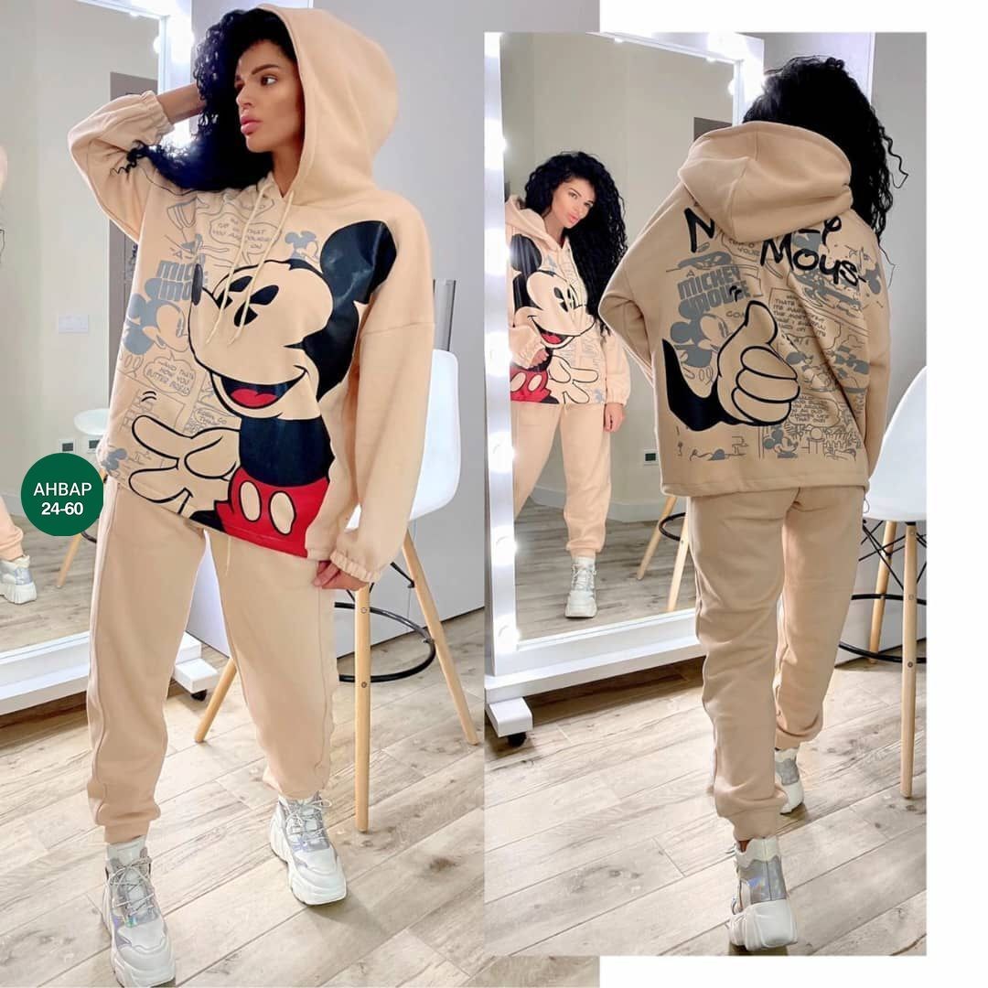 костюм на флисе,стильные костюмы,женский спортивный костюм на флисе микки,костюм двойка женская,флисовые костюмы