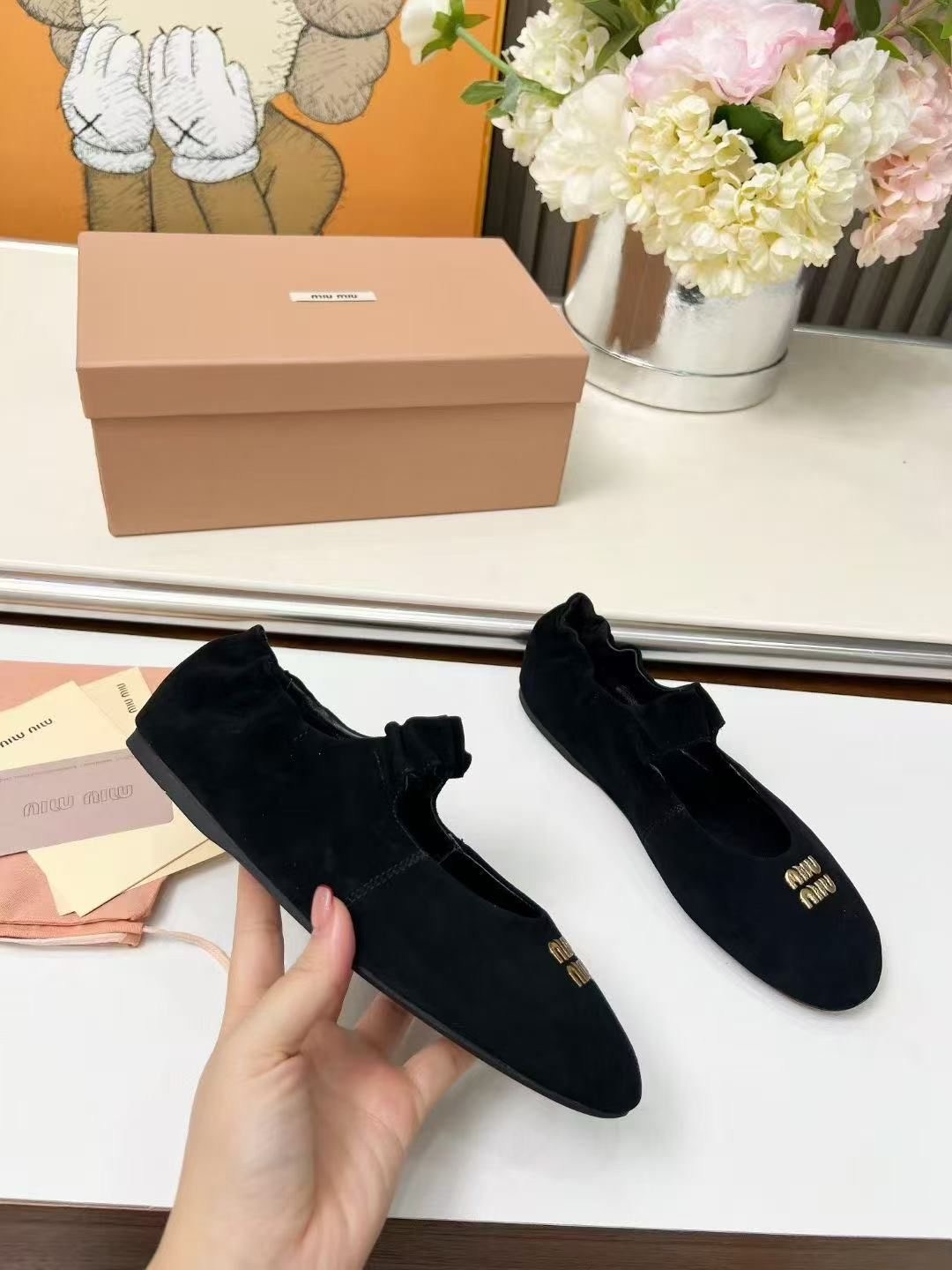 женские черные замшевые туфли miu miu,,туфли miu miu,женские черные замшевые туфли miu miu lm-21960,балетки miu miu