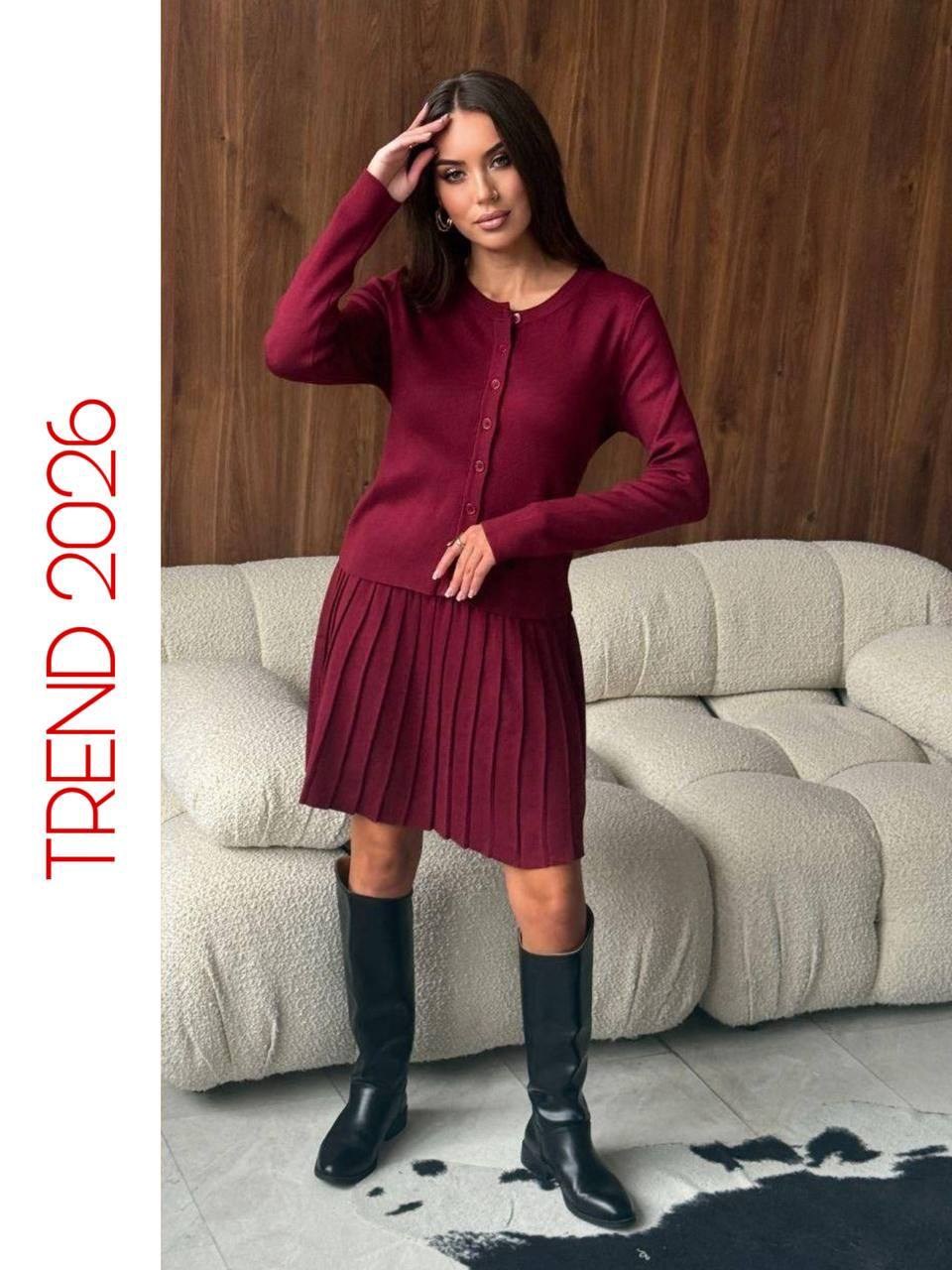 платье лапша трикотажное расклешенное primodonna цвет бордовый,костюм с юбкой,костюм женский с юбкой,платье бордовое,модное платье