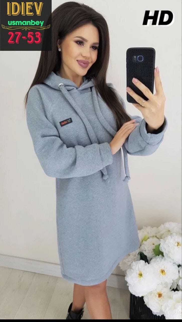 теплое платье с капюшоном,платье толстовка женское,платье худи с капюшоном,платье флис,туника женская платье