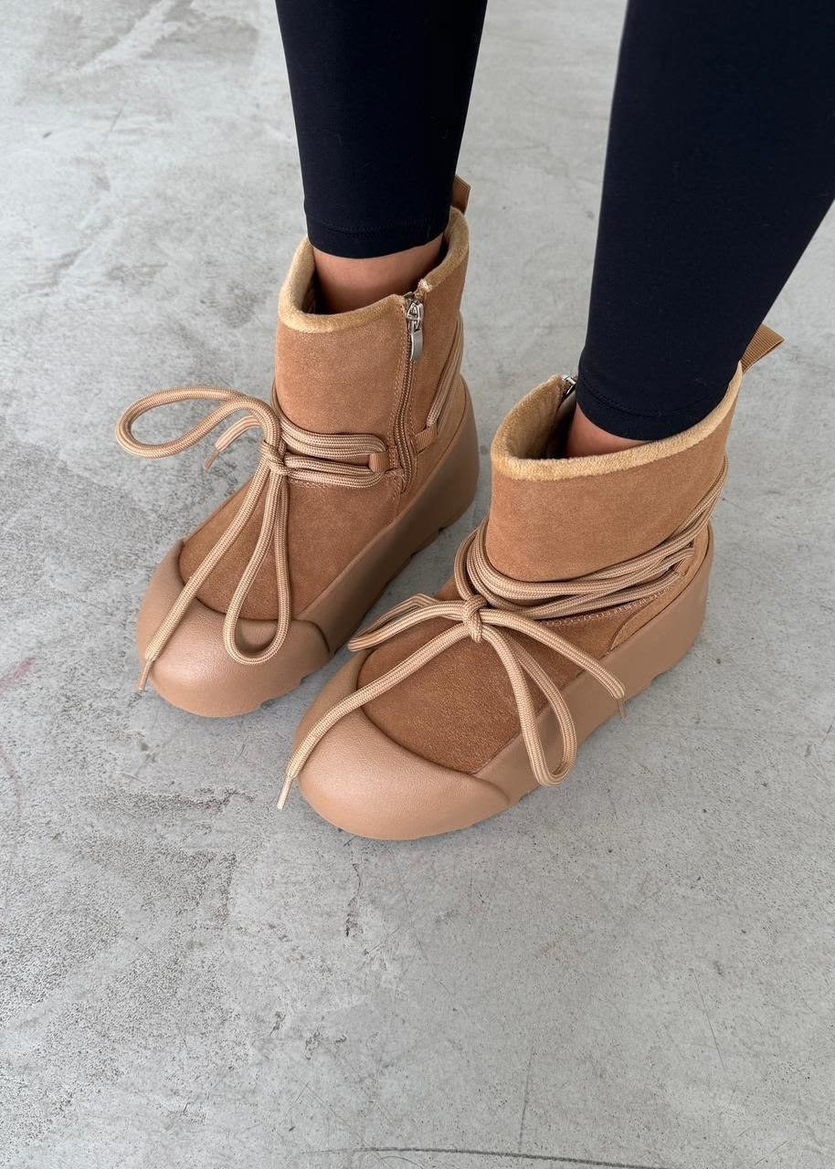 ,замшевые ботинки inuikii серый, женская,зимняя ,угги зимние