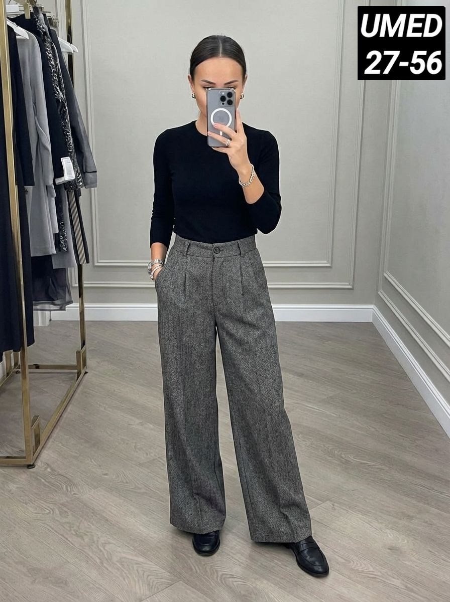 брюки палаццо kiazo размер 42 серый,женские брюки палаццо теплые серые 3184,женские брюки палаццо теплые серые,женские брюки палаццо,брюки палаццо