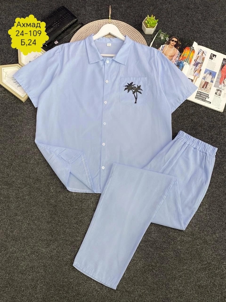 костюм летний мужской,костюм мужской,мужской костюм двойка,,костюм с пальмами мужской