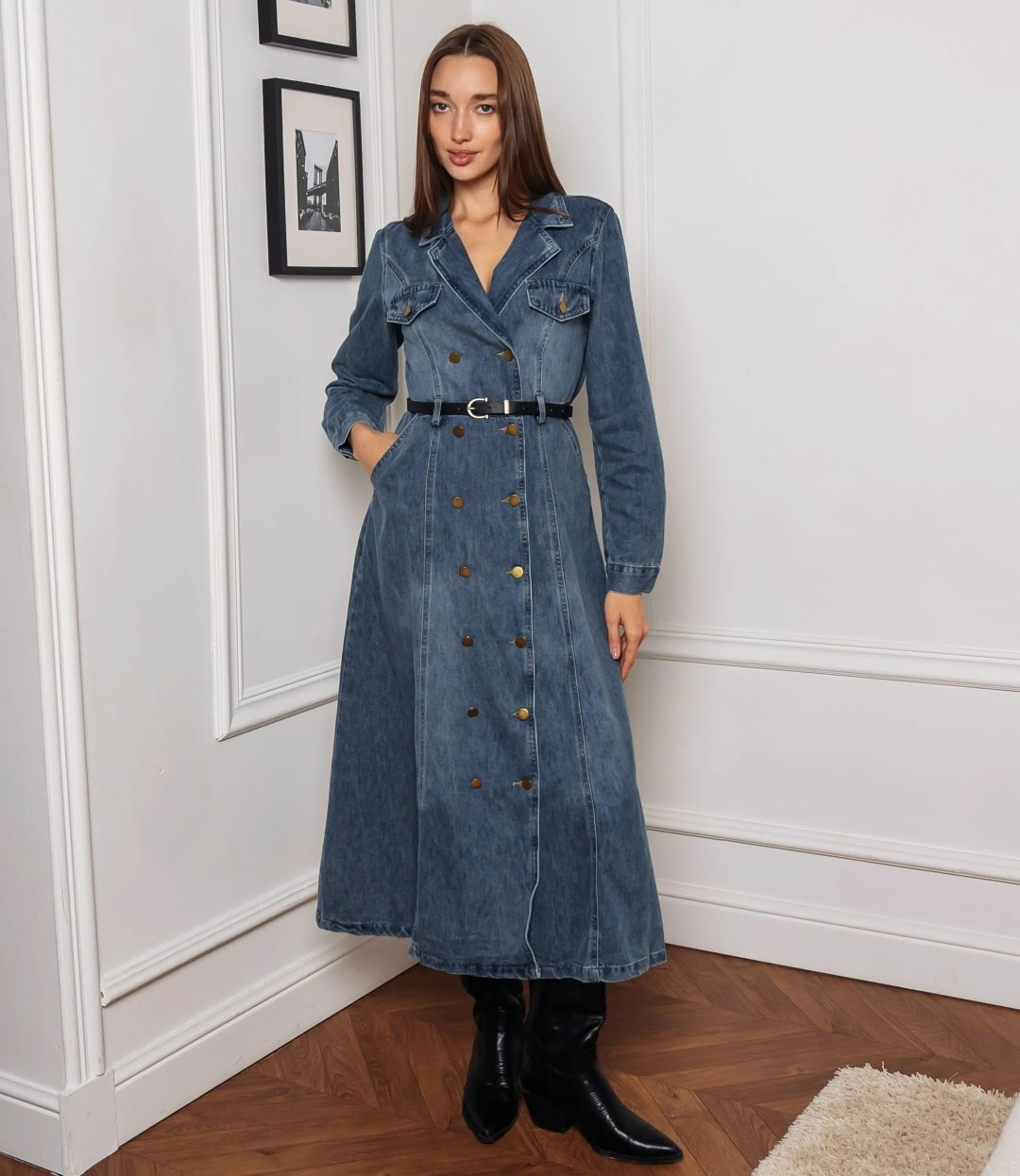джинсовое платье,джинсовое платье 2025,джинсовое платье миди,озон джинсовое платье женское,джинсовое платье-рубашка длины миди