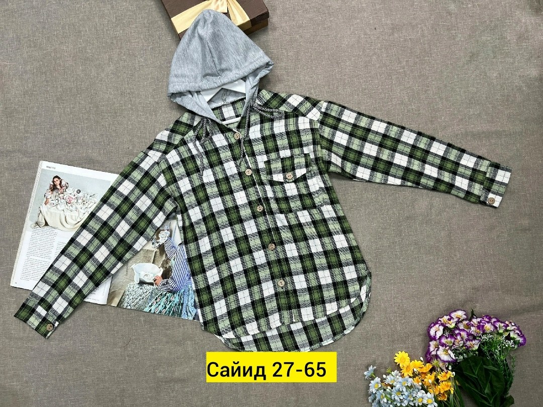 рубашка в клетку с капюшоном,рубашка с капюшоном,рубашка в клетку с капюшоном для девочек,детская рубашка,рубашка теплая