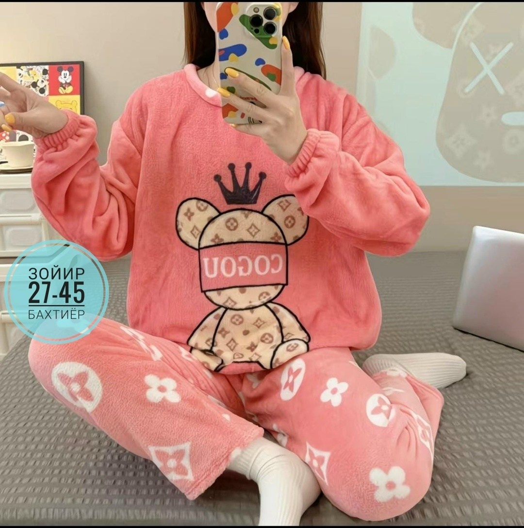 теплая пижама женская,пижама женская со штанами теплая домашняя плюшевая,мягкая теплая пижама,махровая пижама,пижама теплая