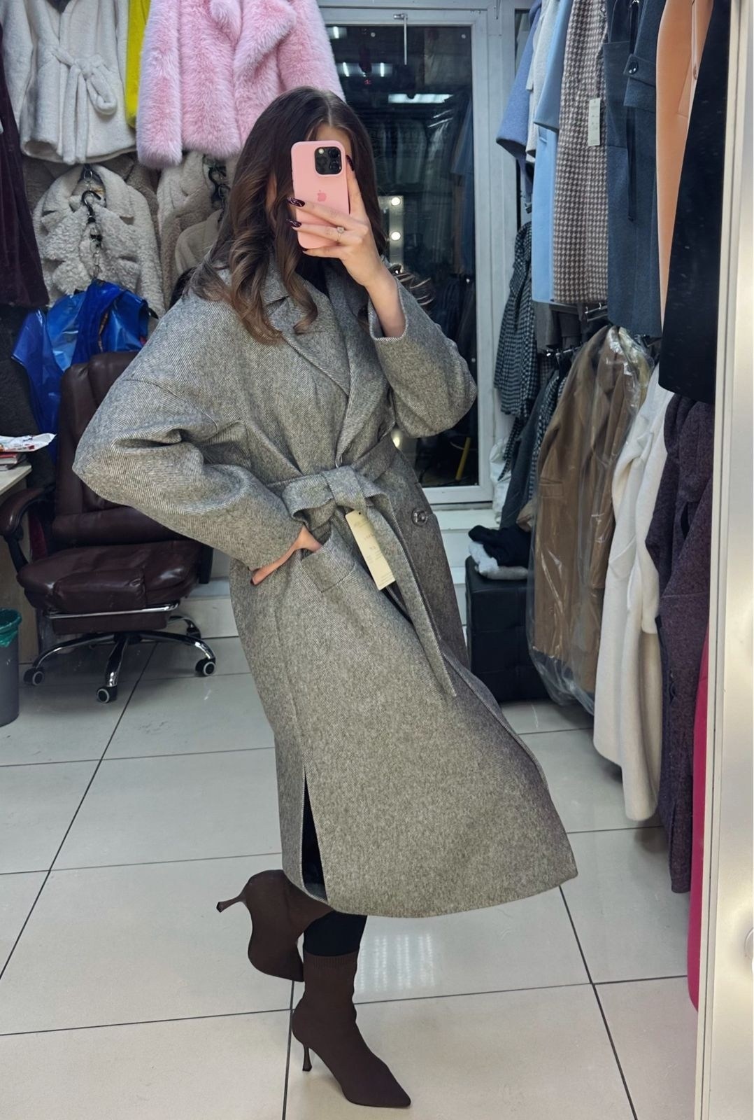 длинное двустороннее кашемировое пальто,шерстяное пальто,пальто женское,кашемировое пальто женское,пальто средней длины