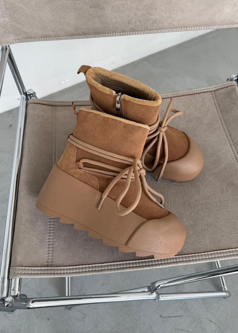 ,замшевые ботинки inuikii серый, женская,зимняя ,угги зимние