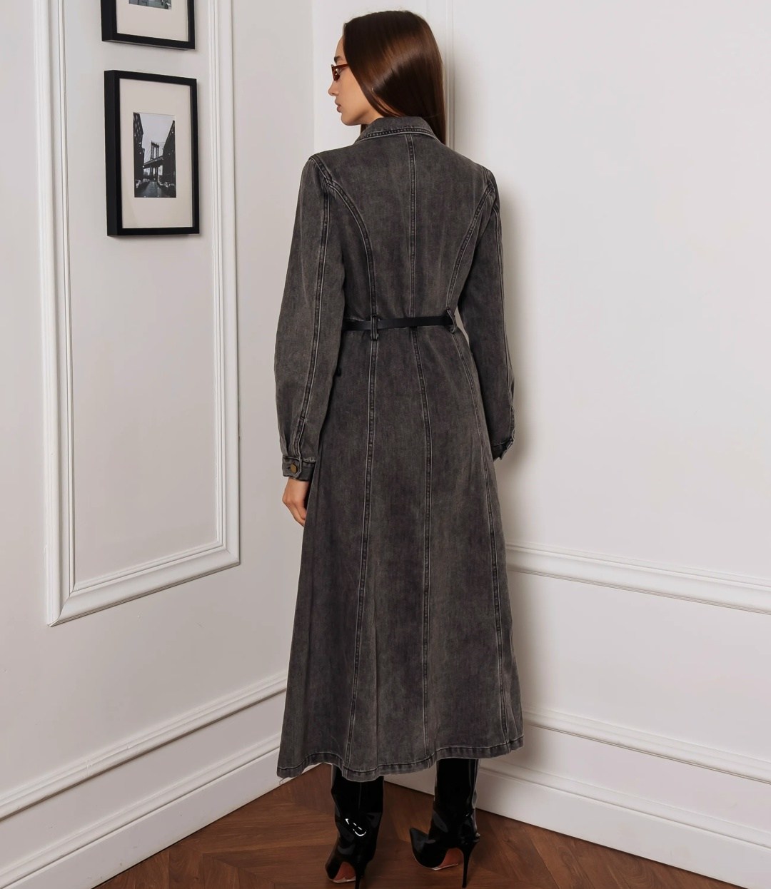 джинсовое платье,платье джинсовое женское,джинсовое платье karen millen,платье с поясом,платье-рубашка из джинсовой ткани elizabeth forever new, цвет dark wash